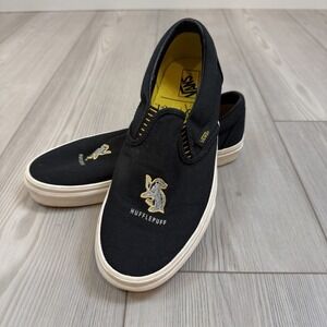 Harry Potter Hufflepuff Shoes Womens 8.5 Vans Low Tops Slip Ons Black Skate